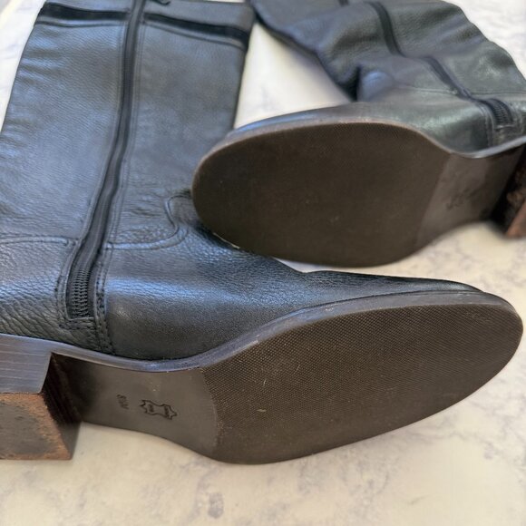 Tory Burch Alaina 30mm Boot Tumbled Leather Split Suede Black Riding Boots 8.5 - Picture 2 of 4